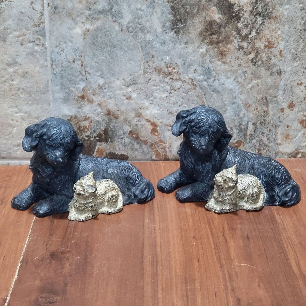 Austin Metal Cast Iron Furry Friends Dog Cat 2006 Pair of 2 - Picture 3 of 12